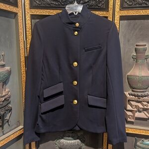 Rag & Bone Slade Ponte Navy Blazer with Gold Buttons